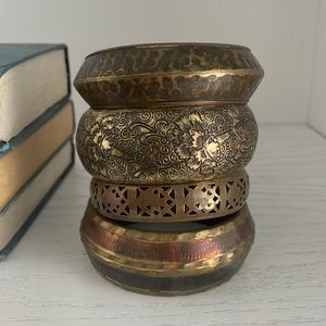 Chunky Vintage Gold Bronze Bracelet Set